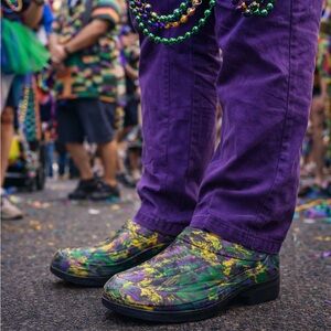 Splash Painted Mardi Gras Clogs